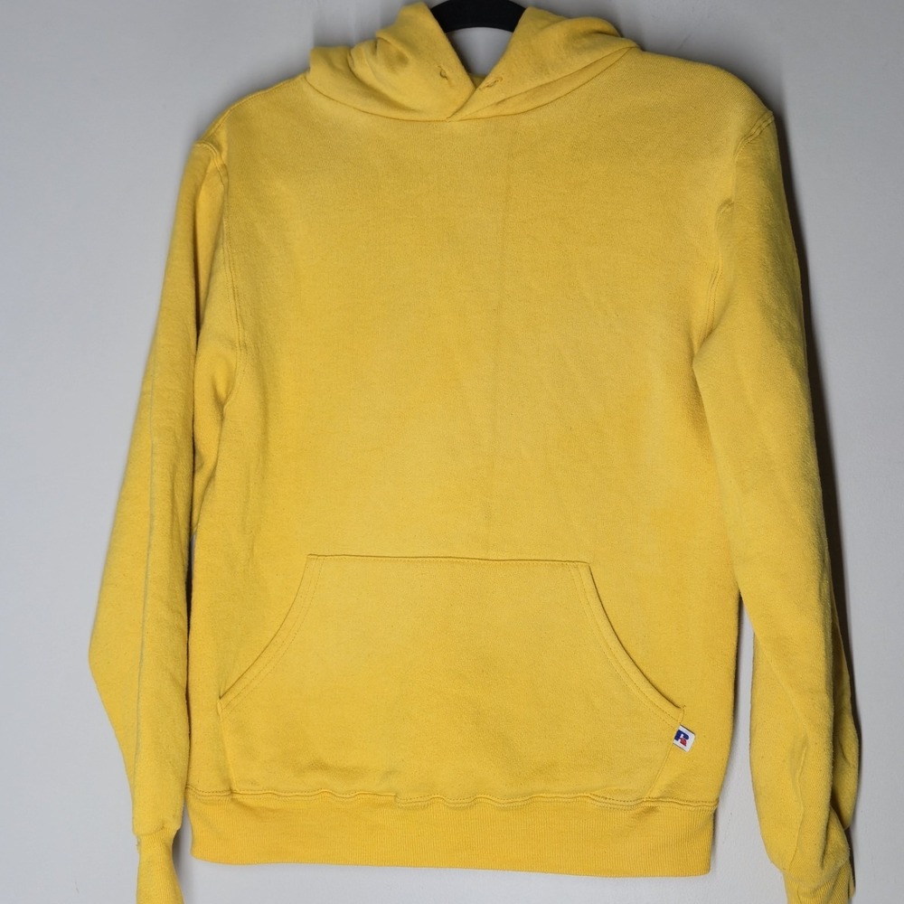 Vintage Russell Athletic 1990s Hoodie Yellow Size Small Vtg 90s Essential